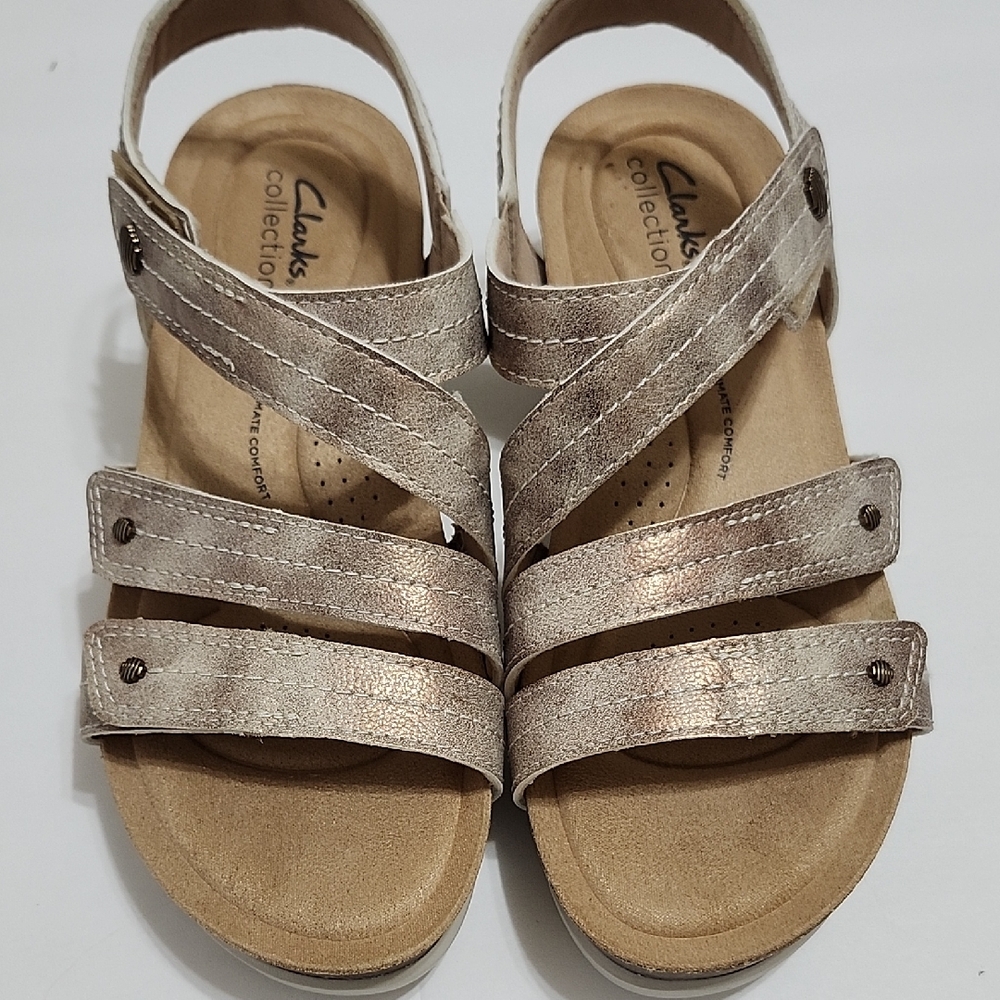 Clarks Bronze Strappy Sandals